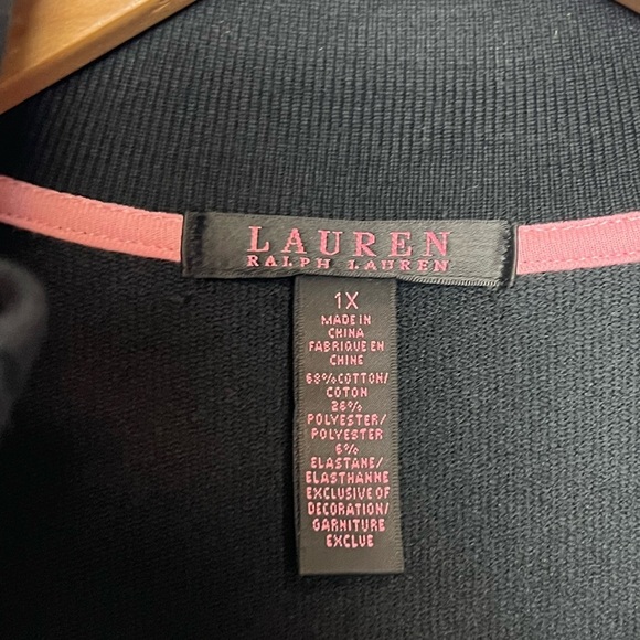 Lauren Ralph Lauren Crested Track Jacket Zip Up Black & Pink 1X - Picture 8 of 9